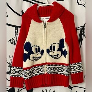 GAP Kids Red and Cream Mickey Mouse Sweater